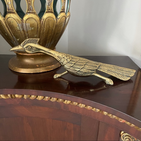 Vintage mid century brass pheasant road runner